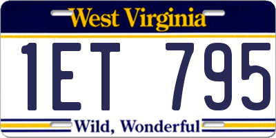 WV license plate 1ET795