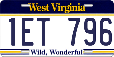 WV license plate 1ET796