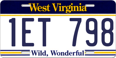 WV license plate 1ET798