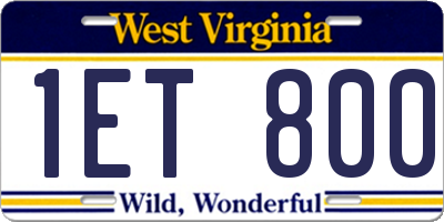WV license plate 1ET800
