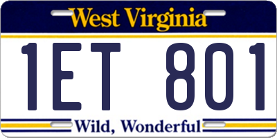 WV license plate 1ET801