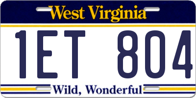 WV license plate 1ET804