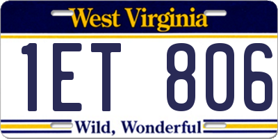 WV license plate 1ET806