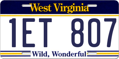 WV license plate 1ET807