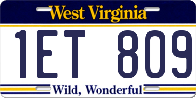 WV license plate 1ET809