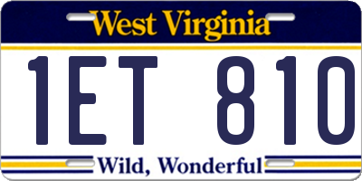 WV license plate 1ET810