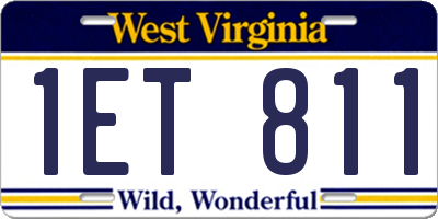 WV license plate 1ET811