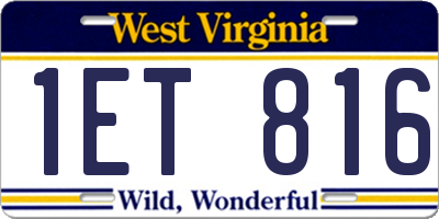 WV license plate 1ET816
