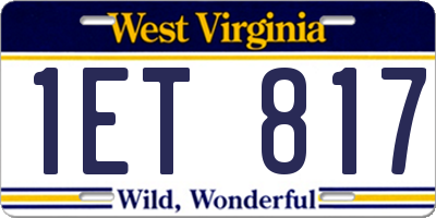 WV license plate 1ET817