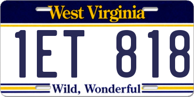 WV license plate 1ET818