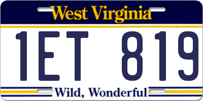 WV license plate 1ET819