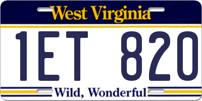 WV license plate 1ET820