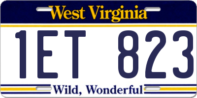 WV license plate 1ET823