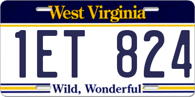 WV license plate 1ET824