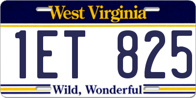 WV license plate 1ET825