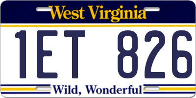WV license plate 1ET826