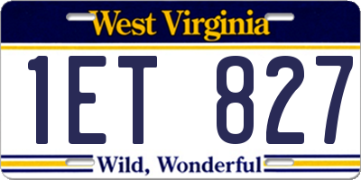 WV license plate 1ET827