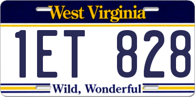 WV license plate 1ET828