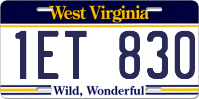 WV license plate 1ET830