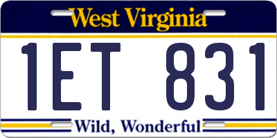 WV license plate 1ET831