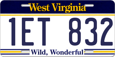 WV license plate 1ET832