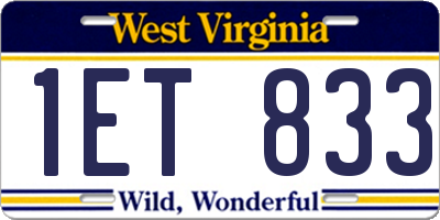 WV license plate 1ET833