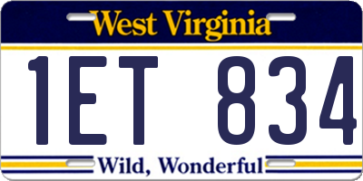 WV license plate 1ET834