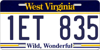 WV license plate 1ET835