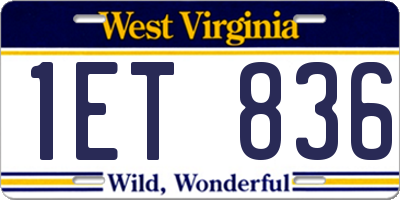 WV license plate 1ET836