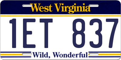 WV license plate 1ET837