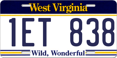 WV license plate 1ET838