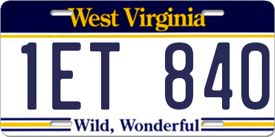WV license plate 1ET840