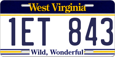 WV license plate 1ET843