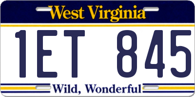 WV license plate 1ET845