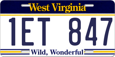 WV license plate 1ET847