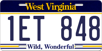 WV license plate 1ET848