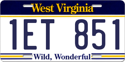 WV license plate 1ET851
