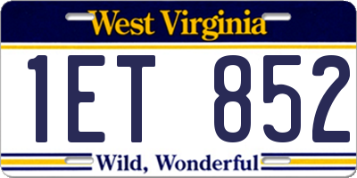 WV license plate 1ET852
