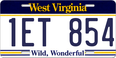 WV license plate 1ET854