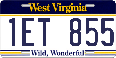 WV license plate 1ET855
