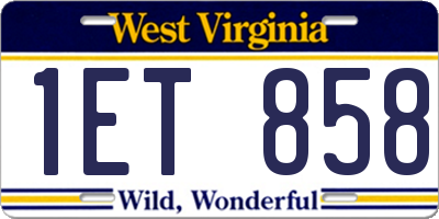 WV license plate 1ET858