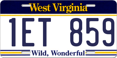 WV license plate 1ET859