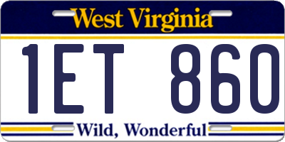 WV license plate 1ET860