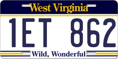 WV license plate 1ET862