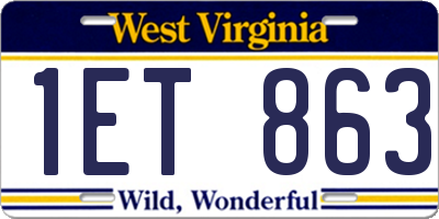 WV license plate 1ET863