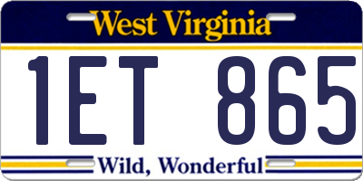 WV license plate 1ET865