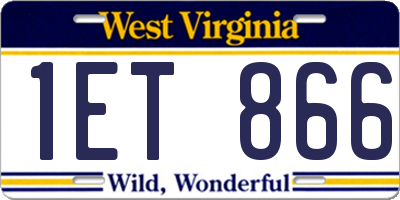 WV license plate 1ET866