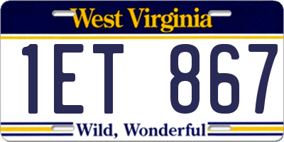 WV license plate 1ET867