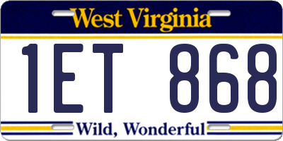 WV license plate 1ET868