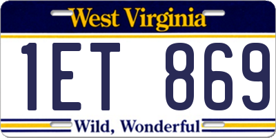 WV license plate 1ET869